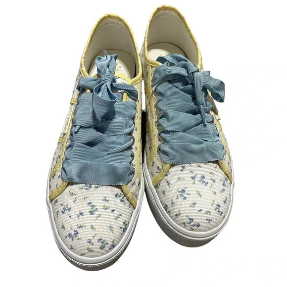 LoveShackFancy Superga Platform Sneakers sz EU 40 US 9 Low Top Yellow Blue Shoes